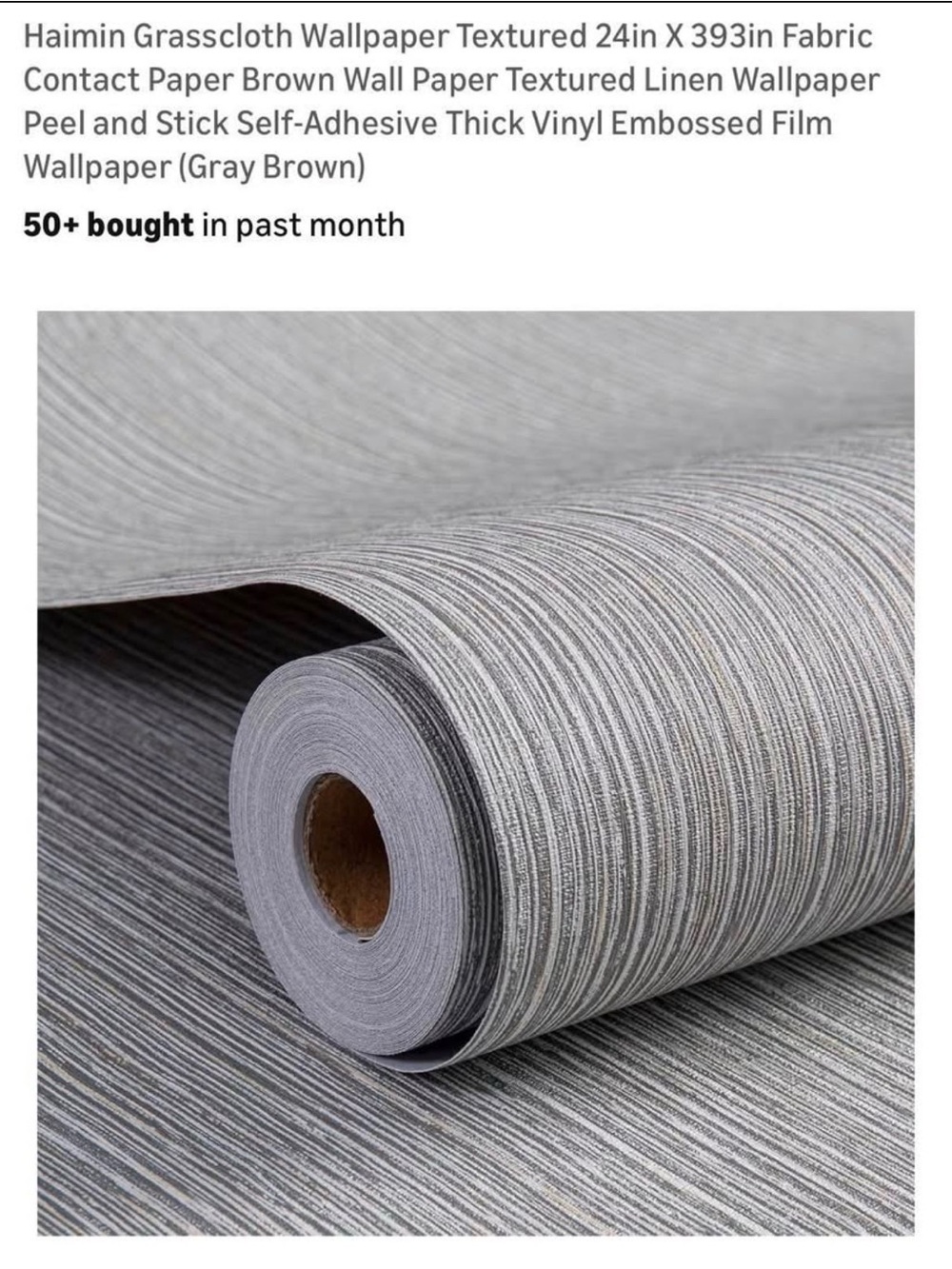 Gray Brown Grasscloth Textured Peel-and-Stick Wallpaper